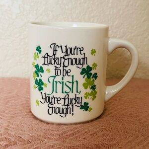 Vintage mug // if you’re lucky enough to be Irish // shamrocks, EUC